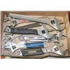 Image 1 : FLAT OF 10 VARIOUS SIZE ADJUSTABLE WRENCHES