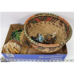 ESTATE BOX OF NATIVE CANADIAN ARTS & CRAFTS AS