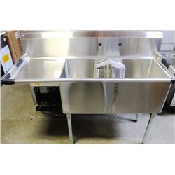 ME#07) DOUBLE COMPARTMENT S/S SINK 18"X18"X14"DEEP