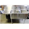Image 1 : ME#07) DOUBLE COMPARTMENT S/S SINK 18"X18"X14"DEEP