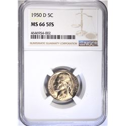 1950-D JEFFERSON NICKEL NGC MS66 5FS