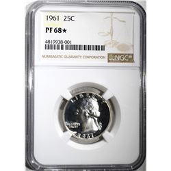 1961 WASHINGTON QUARTER, NGC PF-68*