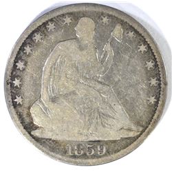1859-O SEATED HALF DOLLAR VG