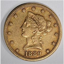 1889-S $10.00 GOLD LIBERTY, XF