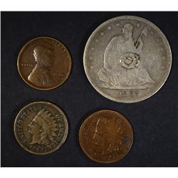 LOT: 1867-S SEATED HALF VF DAMAGE ,