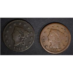 1844 VG & 1818 VG Rev Pitted LG CENTS