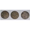 Image 1 : 3 THREE CENT SILVERS; 2 -SLIGHTLY BENT