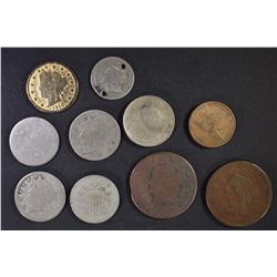 LOT: LOW GRADE/DAMAGED TYPE COINS,