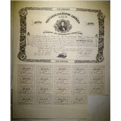 1861 $100 CONFEDERATE WAR BOND WITH 19-COUPONS, VF