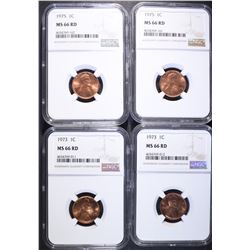 4 -NGC MS66RD LINCOLN CENTS: 2-1973,