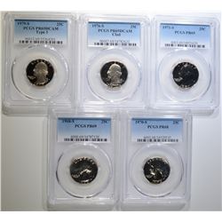 5-PROOF WASHINGTON QUARTERS ALL PCGS GRADED