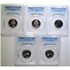 Image 1 : 5-PROOF WASHINGTON QUARTERS ALL PCGS GRADED