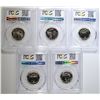 Image 2 : 5-PROOF WASHINGTON QUARTERS ALL PCGS GRADED