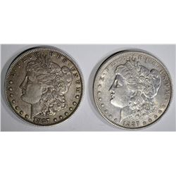 1887 AU & 1887-O XF MORGAN DOLLARS
