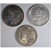 Image 1 : 3 MORGAN DOLLARS:  1899-S F-VF,