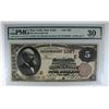 Image 1 : 1882 BROWN BACK $5 NATIONAL CURRENCY PMG 30