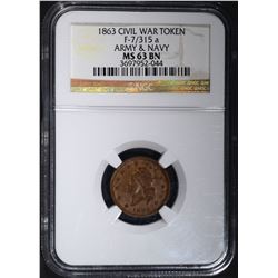 1863 CIVIL WAR TOKEN F-7/315a ARMY & NAVY