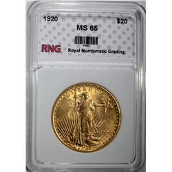 1920 $20 ST GAUDENS GOLD RNG GEM BU
