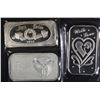 Image 1 : 3-DIFFERENT ONE OUNCE .999 SILVER BARS