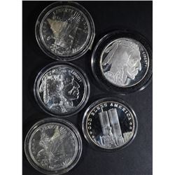 5-ONE OUNCE .999 SILVER ROUNDS IN CAPSULES