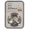 Image 1 : 1922 $1 Peace Silver Dollar Coin NGC 64+