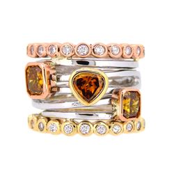 14KT Tri Color Gold 2.18ctw Fancy Diamond Ring