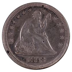 1858 Seated Liberty Quarter Coin
