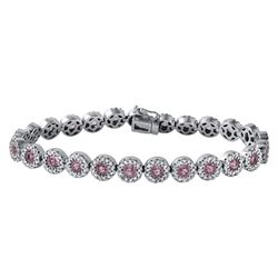 14KT White Gold 6.02ctw Pink Sapphire and Diamond Bracelet