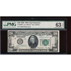 1928 $20 San Francisco Federal Reserve Note PMG 63EPQ
