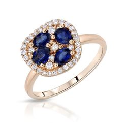 18KT Rose Gold 0.87ctw Blue Sapphire and Diamond Ring