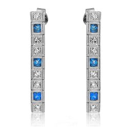 14KT White Gold 0.53ctw Blue Sapphire and Diamond Earrings