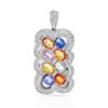 Image 1 : 14KT White Gold 4.08ctw Multi Color Sapphire and Diamond Pendant with Chain
