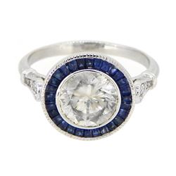 14KT White Gold 2.20ctw Diamond and Sapphire Ring