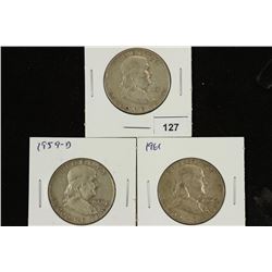 1951-S, 59-D & 61 FRANKLIN HALF DOLLARS