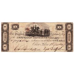 1814 $1 Jefferson - Bank of New Salem ,OH - Obsolete Bank Note