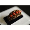Image 3 : A Gilt-Decorated Silver Ring Mounted in Precious Natural Red Coral. Adjustable Ring Opening