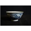 "Kang Xi Nian Zhi" mark, a small blue-and-white "birds and flowers" bowl, a hairline on the openning