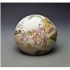 Image 2 : Late Qing Dynasty, A Large and Fine procelain Box with Cover, painted two ladies and a boy by "Qianj