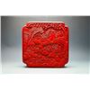 Image 2 : An Early 20th Century Carved Cinnabar Lacquer Square Box with Immortal