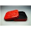 Image 3 : An Early 20th Century Carved Cinnabar Lacquer Square Box with Immortal