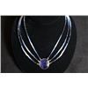 Image 1 : A Sapphire Necklace mounted in 14K Gold with Certification. Small Crack on Sapphire. Estimate Price:
