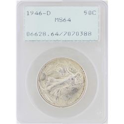 1946-D Walking Liberty Half Dollar Coin PCGS MS64 Green Rattler Holder