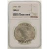 Image 1 : 1924 $1 Peace Silver Dollar Coin NGC MS63