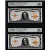 Image 1 : Lot of (2) Consecutive 1922 $10 Gold Certificate Notes PMG Extremely Fine 45EPQ