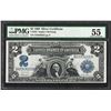 Image 1 : 1899 $2 Mini-Porthole Silver Certificate Note Fr.253 PMG About Uncirculated 55