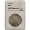 Image 1 : 1922 $1 Peace Silver Dollar Coin NGC MS63