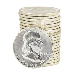 Roll of (20) 1958 Brilliant Uncirculated Franklin Half Dollars