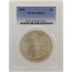 1898 $1 Morgan Silver Dollar Coin PCGS MS65