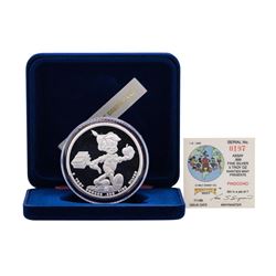1988 Rarities Mint Walt Disney Pinocchio 5 oz .999 Silver Coin w/Box & COA