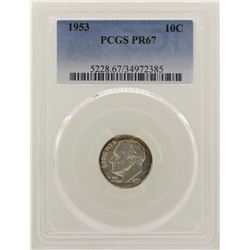 1953 Proof Roosevelt Dime Coin PCGS PR67